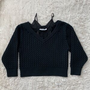 Worn once Alexander Wang T Cable knit cami black sweater sz XS